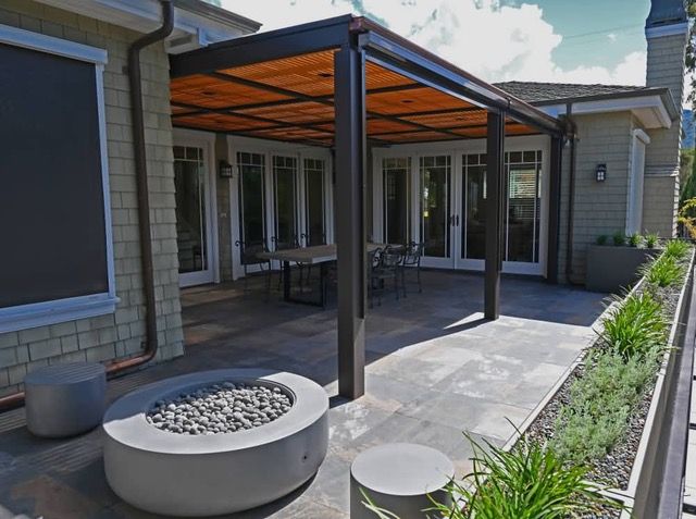 Masonry, Steel arbor structure, firepit, planters, design ability - Los Gatos