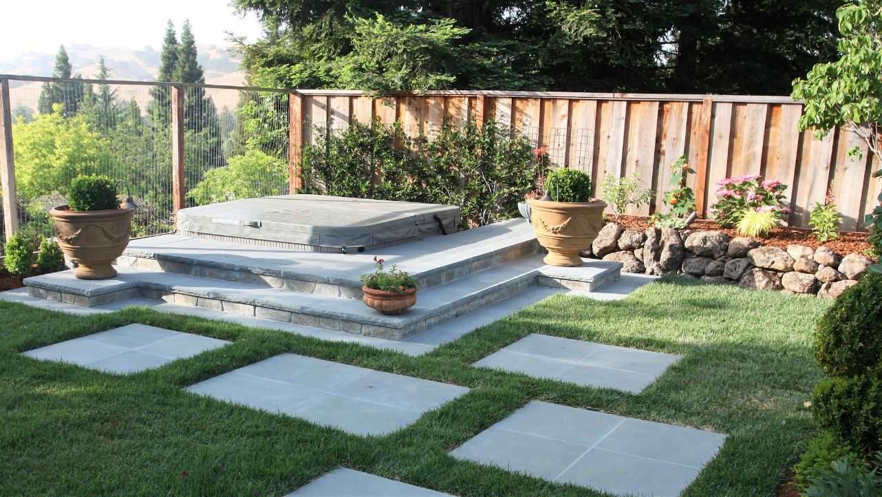 danville raised spa stone steps for backyard re-do