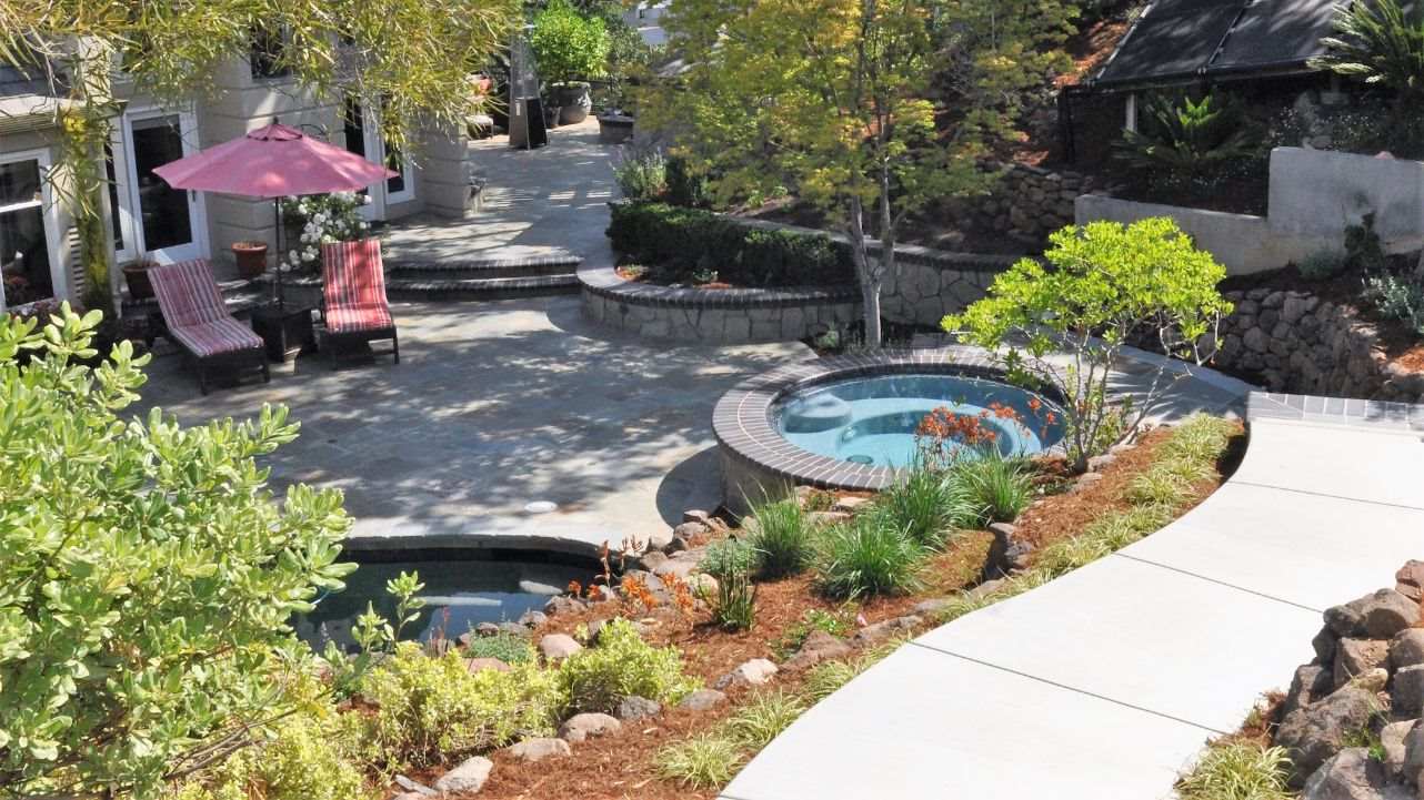 pleasanton backyard remodel including custom spa