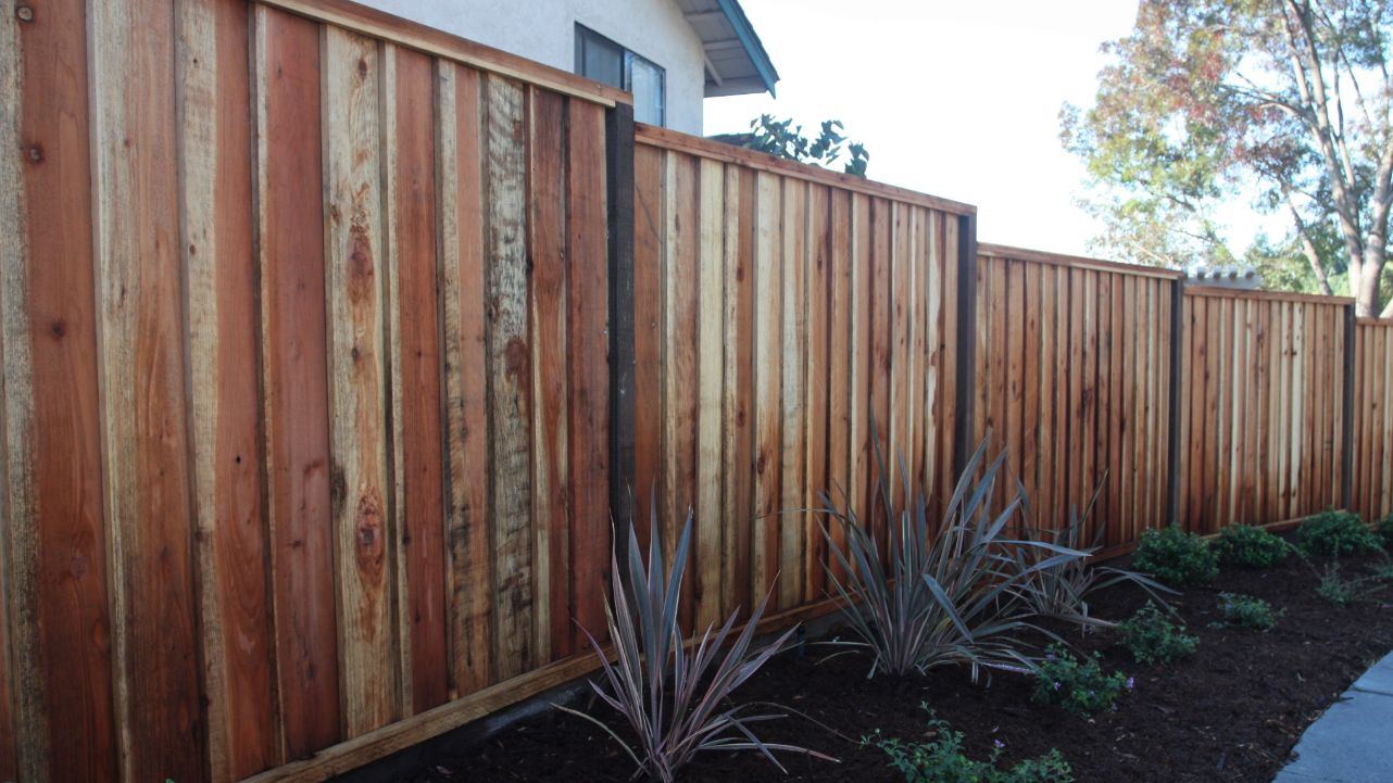 redwood fence board-on-board Fremont