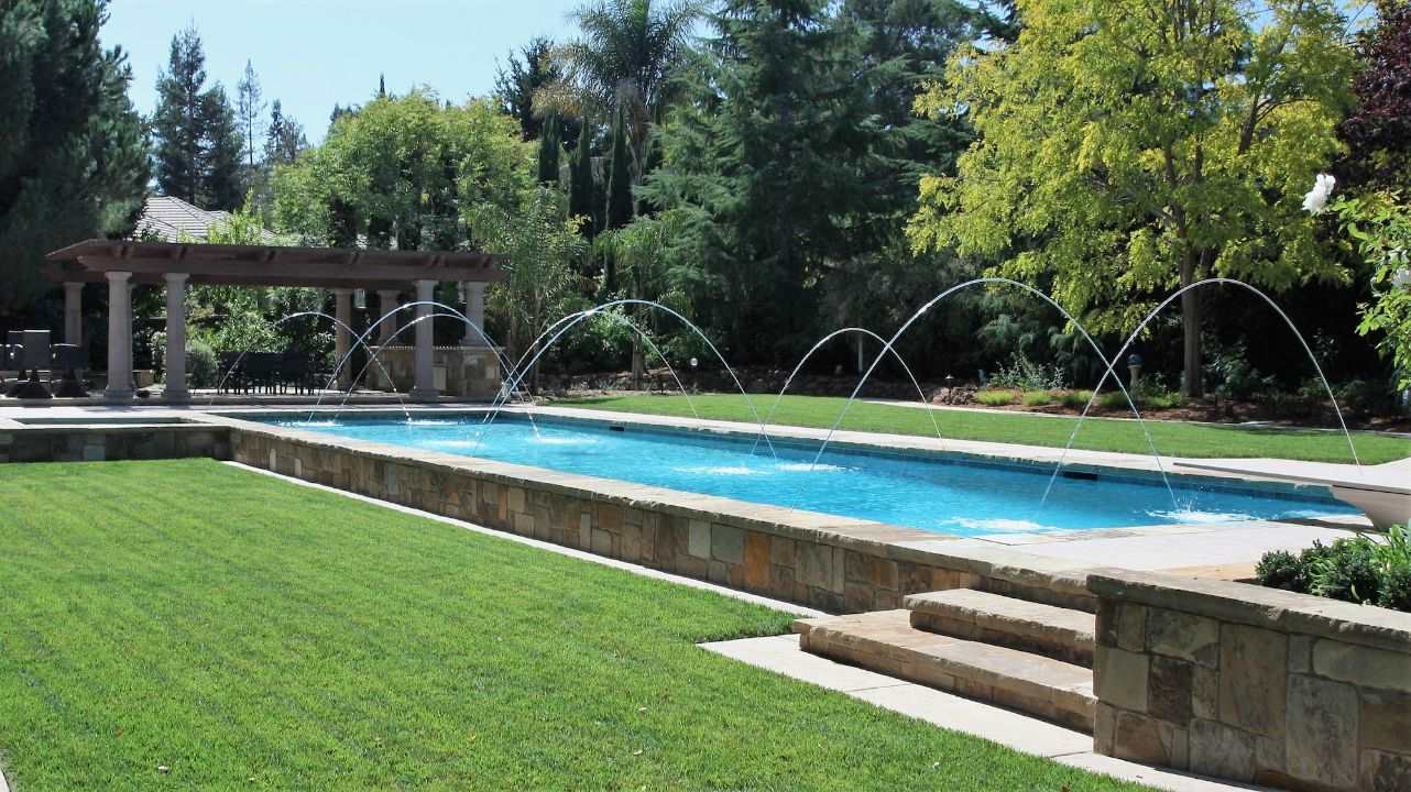 saratoga ranch pool stone wall lawn renovation
