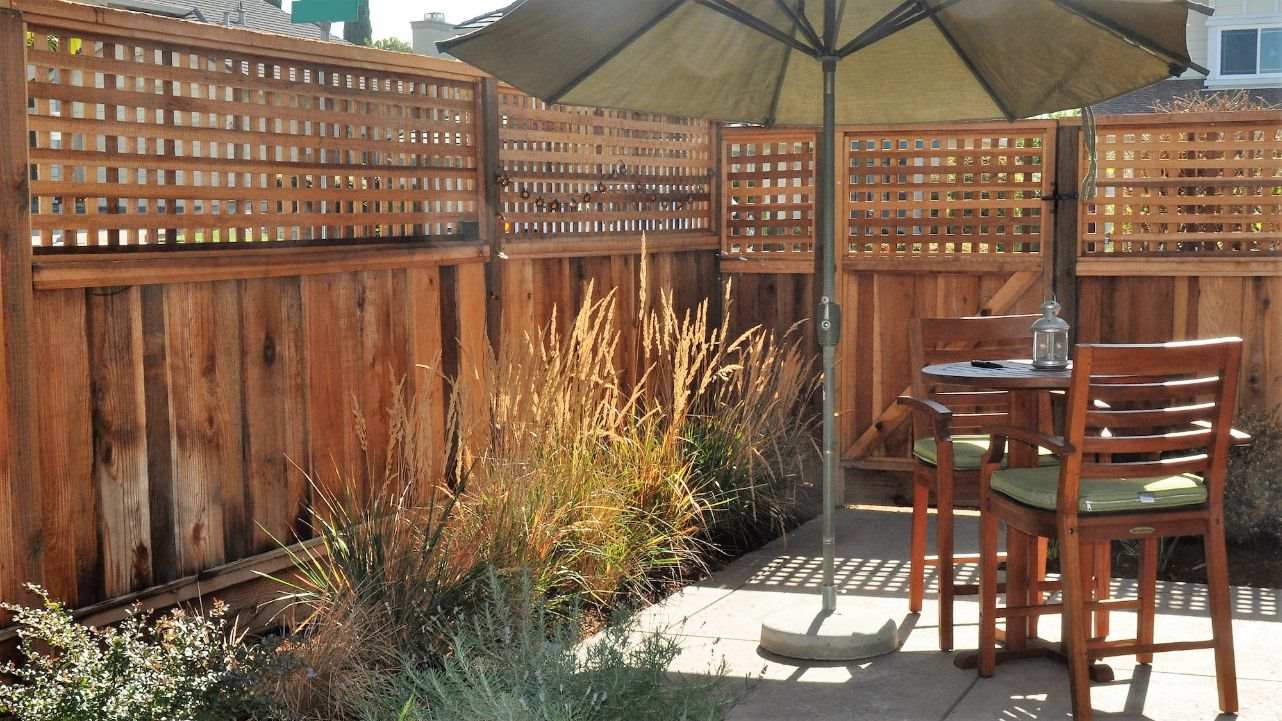 warm springs custom redwood fence added to backyard privacy